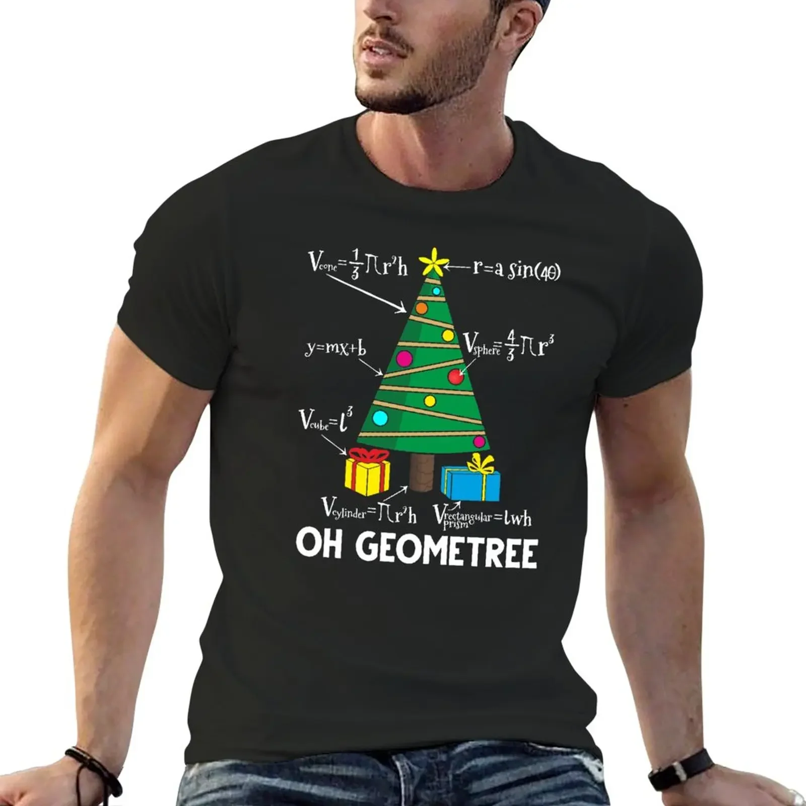 

Christmas Geometry Oh Geometree Funny Math Teacher Gift T-Shirt plain cute tops Blouse mens big and tall t shirts