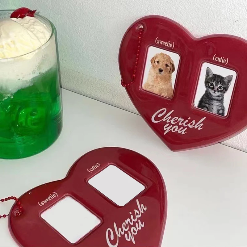 Acrylic Display Holder 3 inch Love heart ins Photo Card Holder Idol Photo Protective Display Sleeves Lovely Stationery Frame Sleeves