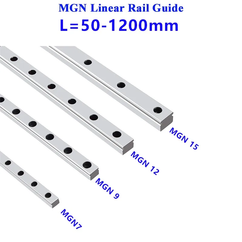 MGN Linear Rail ท่องเที่ยว MGN7 MGN9 MGN12 MGN15 Miniature Linear Rail ความยาว 100 มม.-1000 มม.ไม่มีบล็อกสําหรับ CNC 3D ชิ้นส่วนเครื่องพิมพ์ 1