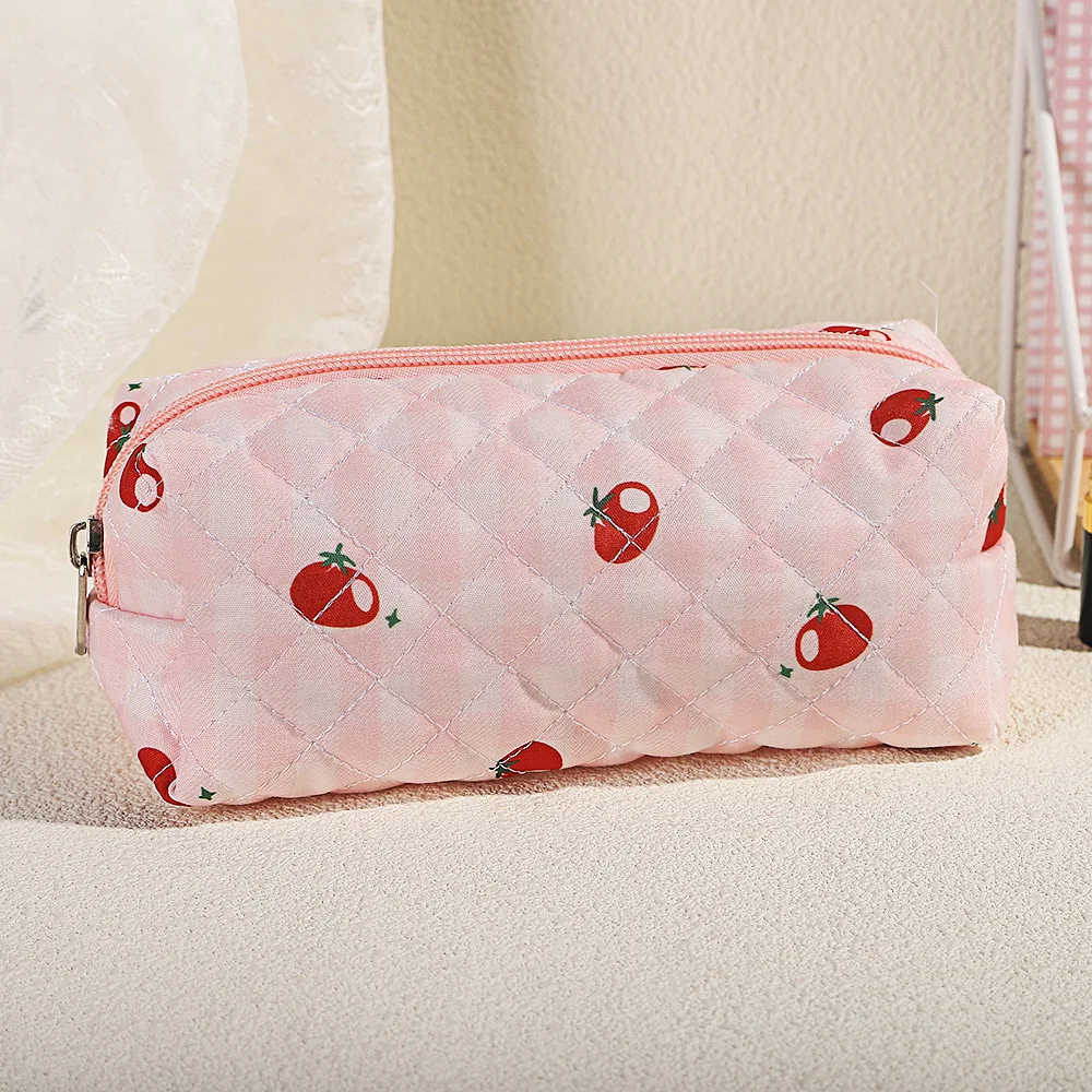 Flower Print Cosmetic Bag Travel Cosmetic Organizer Student Pen Bag Pencil Case Gift for Girls Women Makeup Handbags Organizer