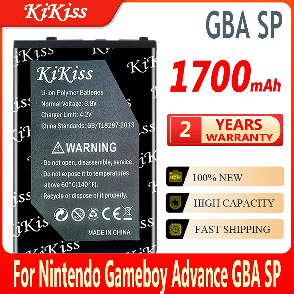 

KiKiss 100% New Battery GBA SP 1700mAh for Nintendo Gameboy Advance GBASP Batteries