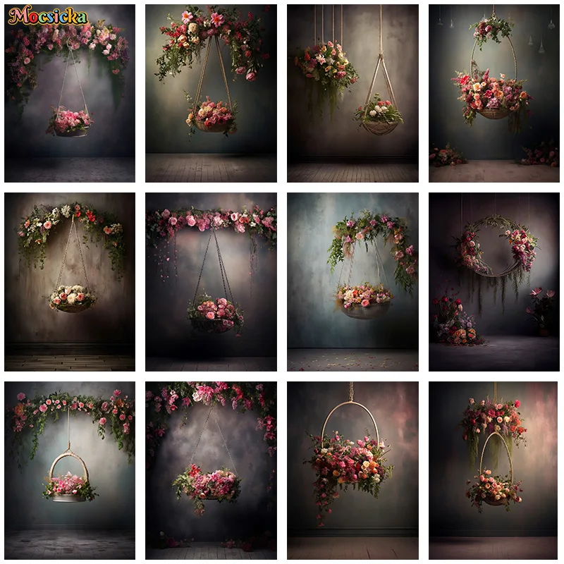 

Mocsicka Photography Backdrops Newborn Baby Maternity Floral Broken Wall Background Birthday Portrait Studio Photo Props