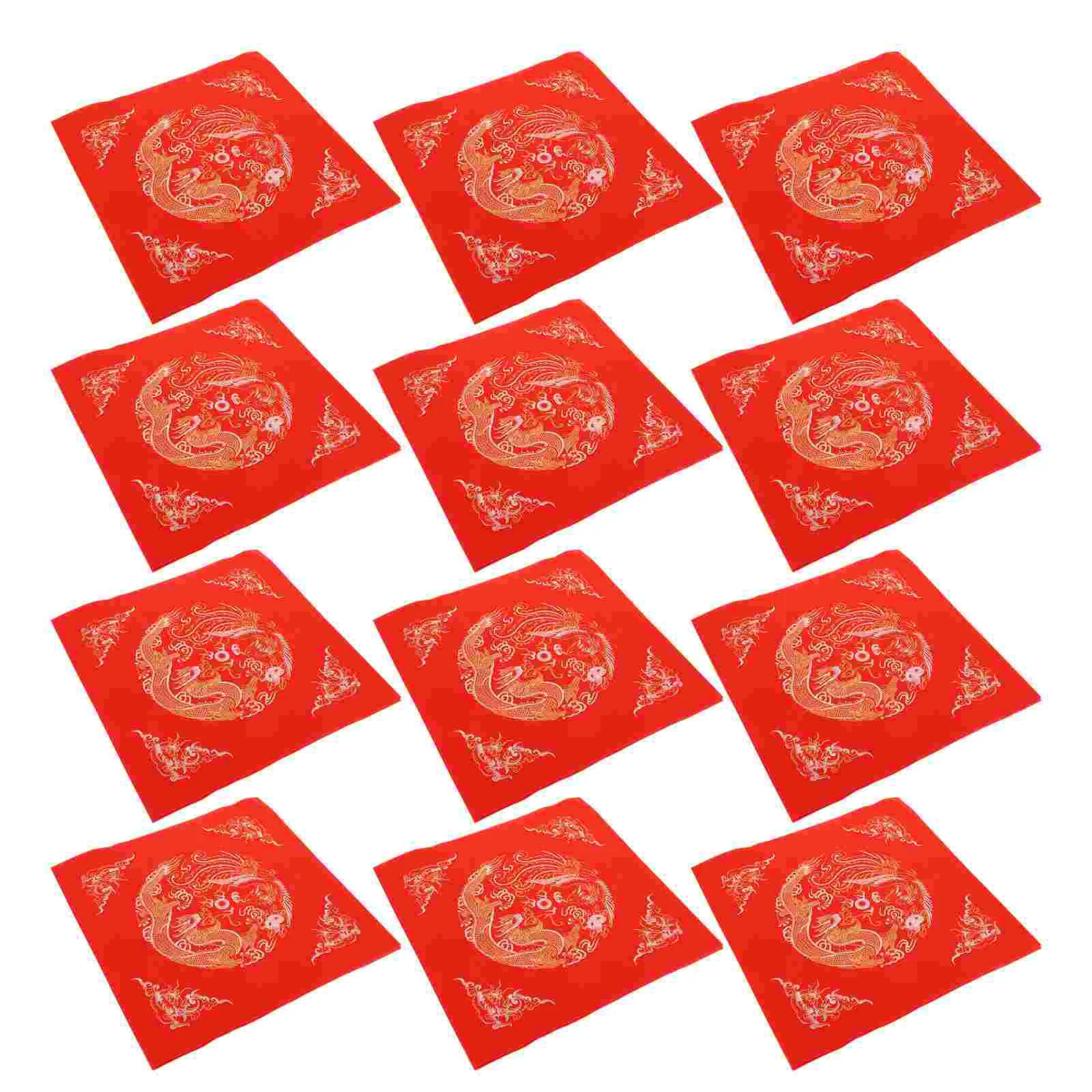 

40 Pcs Red Paper Fight Calligraphy Chinese New Year Decor Chinese Fu Character Cut Blank Rice Writing