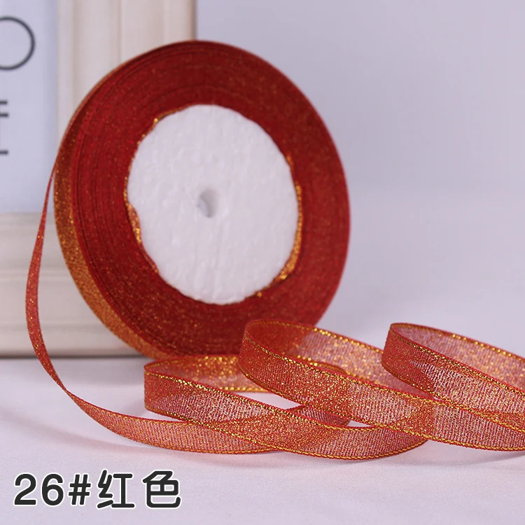 Metallic Glitter Ribbon for DIY Crafts and Gift Wrapping - 25 Yards, 10mm Wide