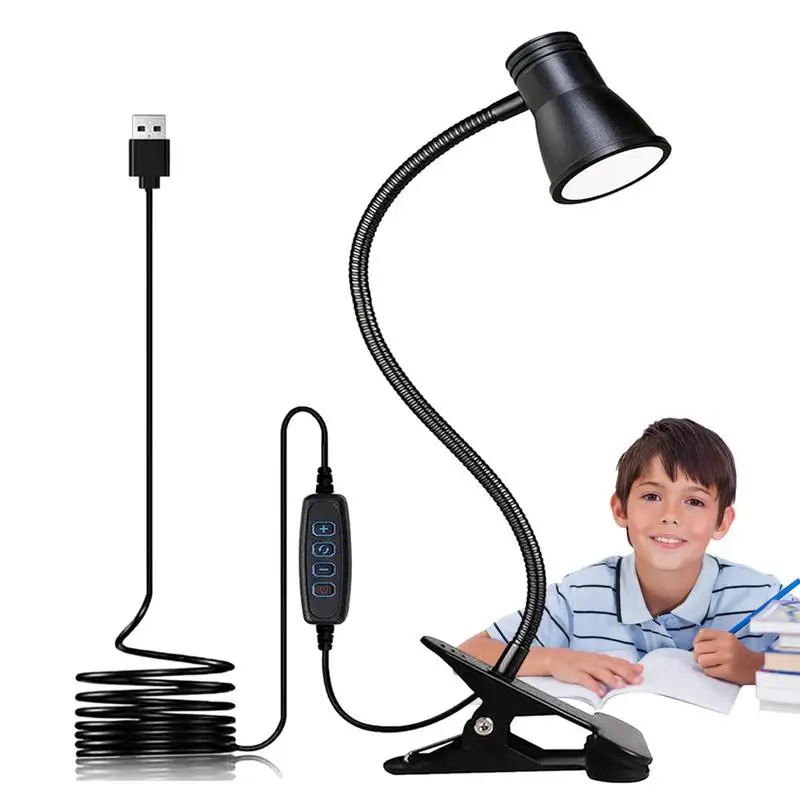 

Clip On Lamp Eye Caring Clip-On Reading Light 3 Modes 10 Brightness USB Light 360 Degree Flexible Gooseneck Led Lamp