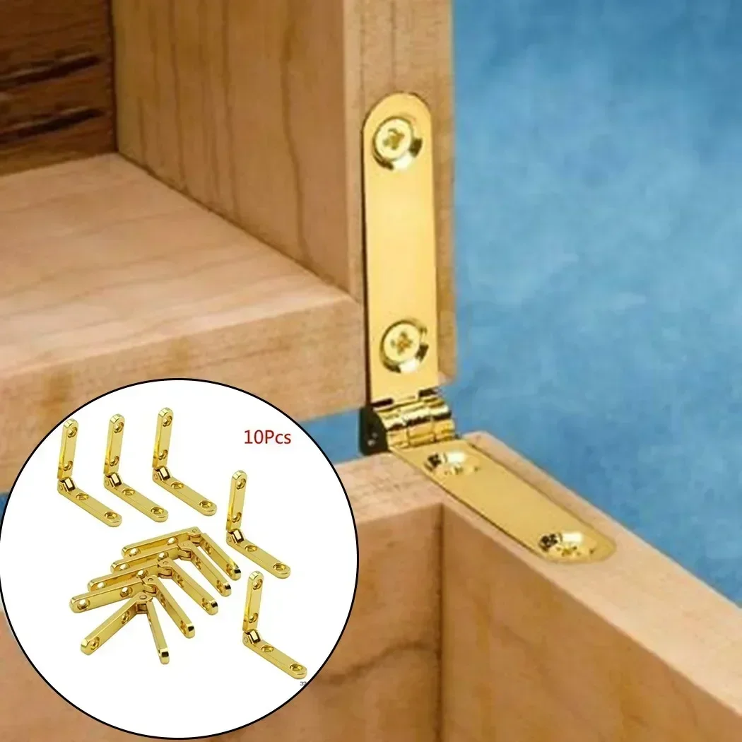 10Pcs 90 Degree Hinges Zinc Alloy Seven-letter Spring Hinge For Wooden Box Gift Wine Jewellery Case Cabinet Furniture Hardware