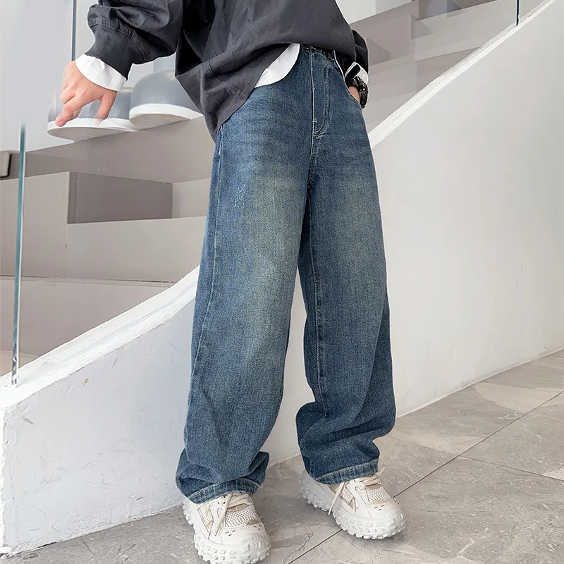 2026 Boys‘ Denim Jeans for Big Kids, Spring Autumn Casual Long Pants for Children, Trendy Everyday Bottoms New Arrival 4