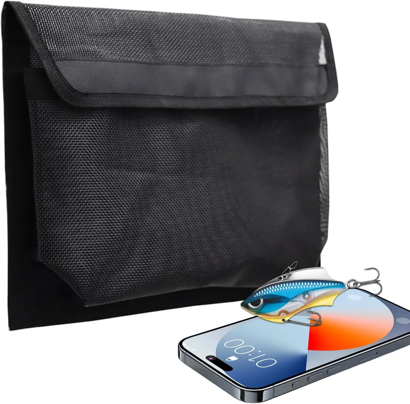 Waterproof Self-Adhesive Mesh Storage Bag with Cover
