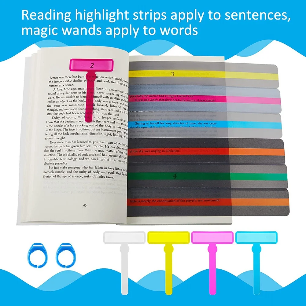 12 Pieces Colorful Reading Tools for Kids ADHD Tools Dyslexia Tools Reading Guide Strips Speed Reading Tool