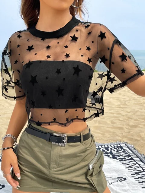 Jennifer Sheer Mesh Crop Top 4