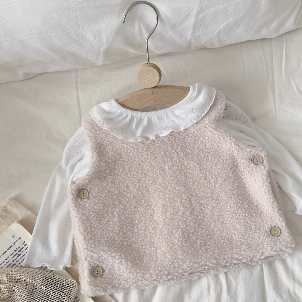 새로운 어린이 따뜻한 양털 조끼 패션 솔리드 보이즈 걸스 베이비  겨울 허리 코트 캐주얼 다용도 아동복 상의