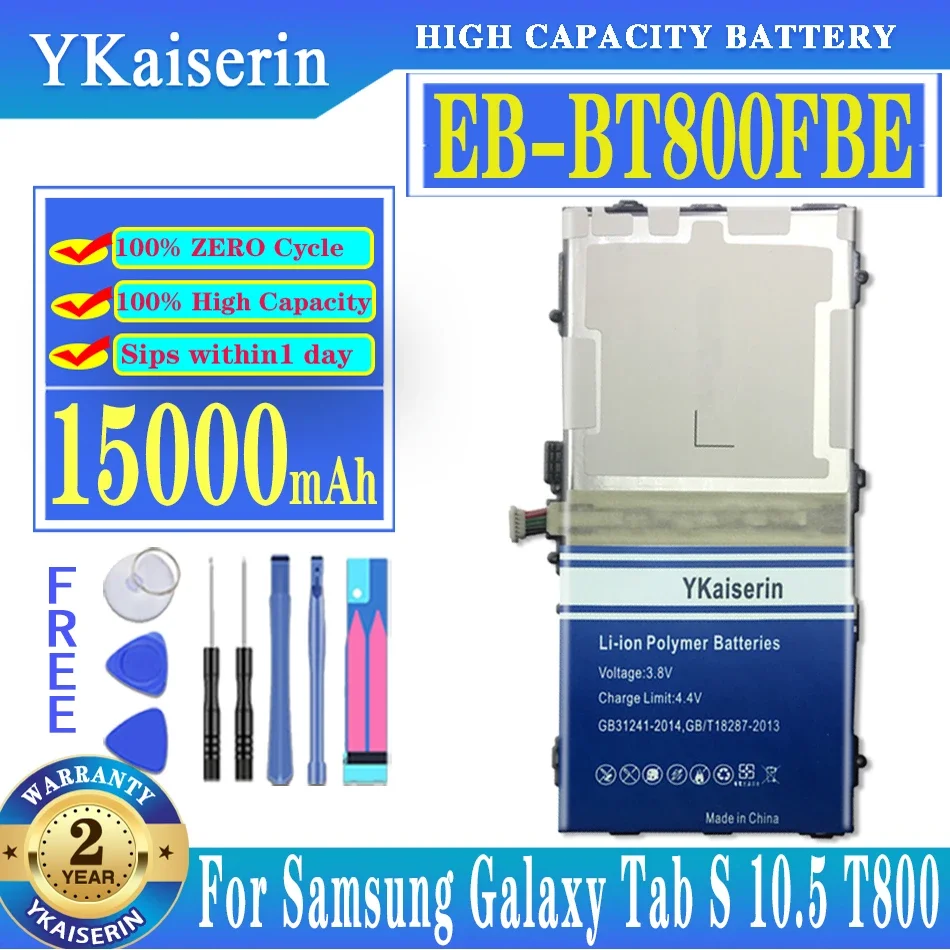 

YKaiserin Battery EB-BT800FBE 15000mAh For Samsung Galaxy Tab S 10.5 SM-T800 T801 T805 Batteria + Free Tools