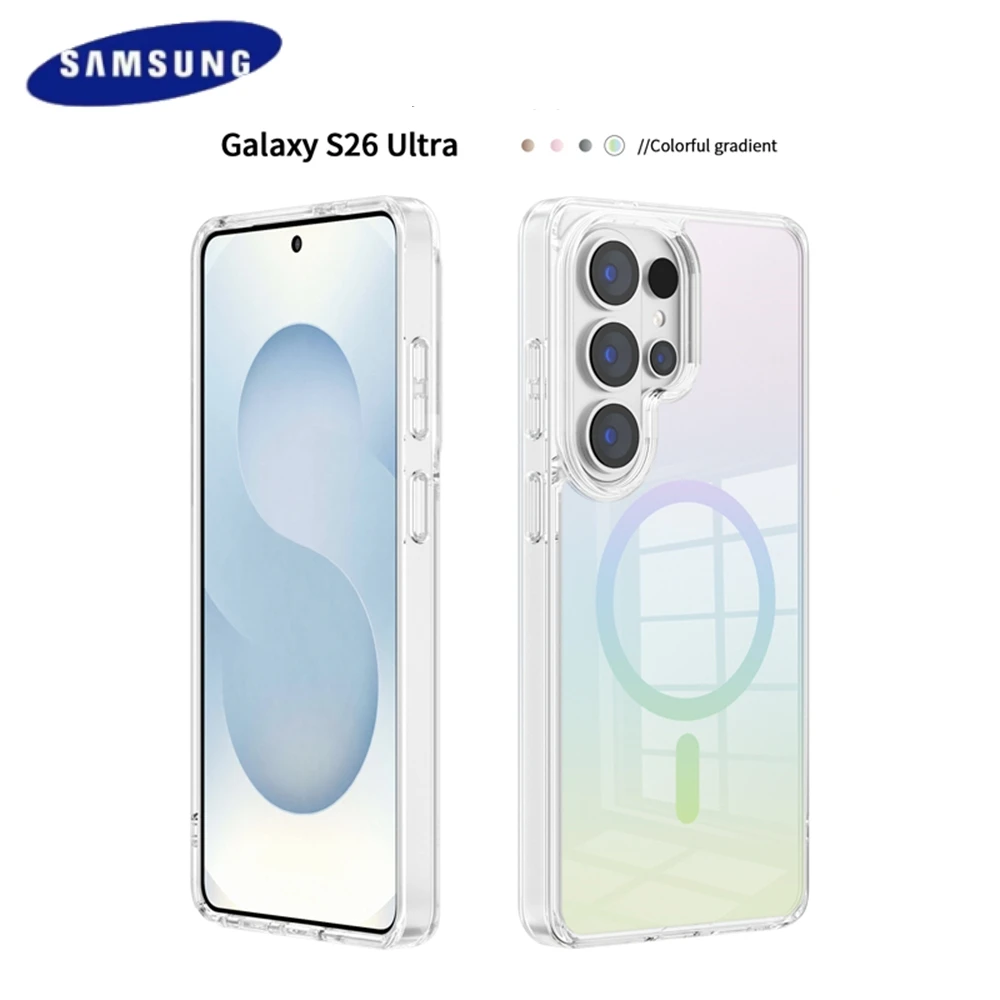 Coque magnétique transparente dégradée pour Samsung Galaxy S26 S25 Edge S24 Ultra Plus S25 FE, antichoc, coque arrière en TPU