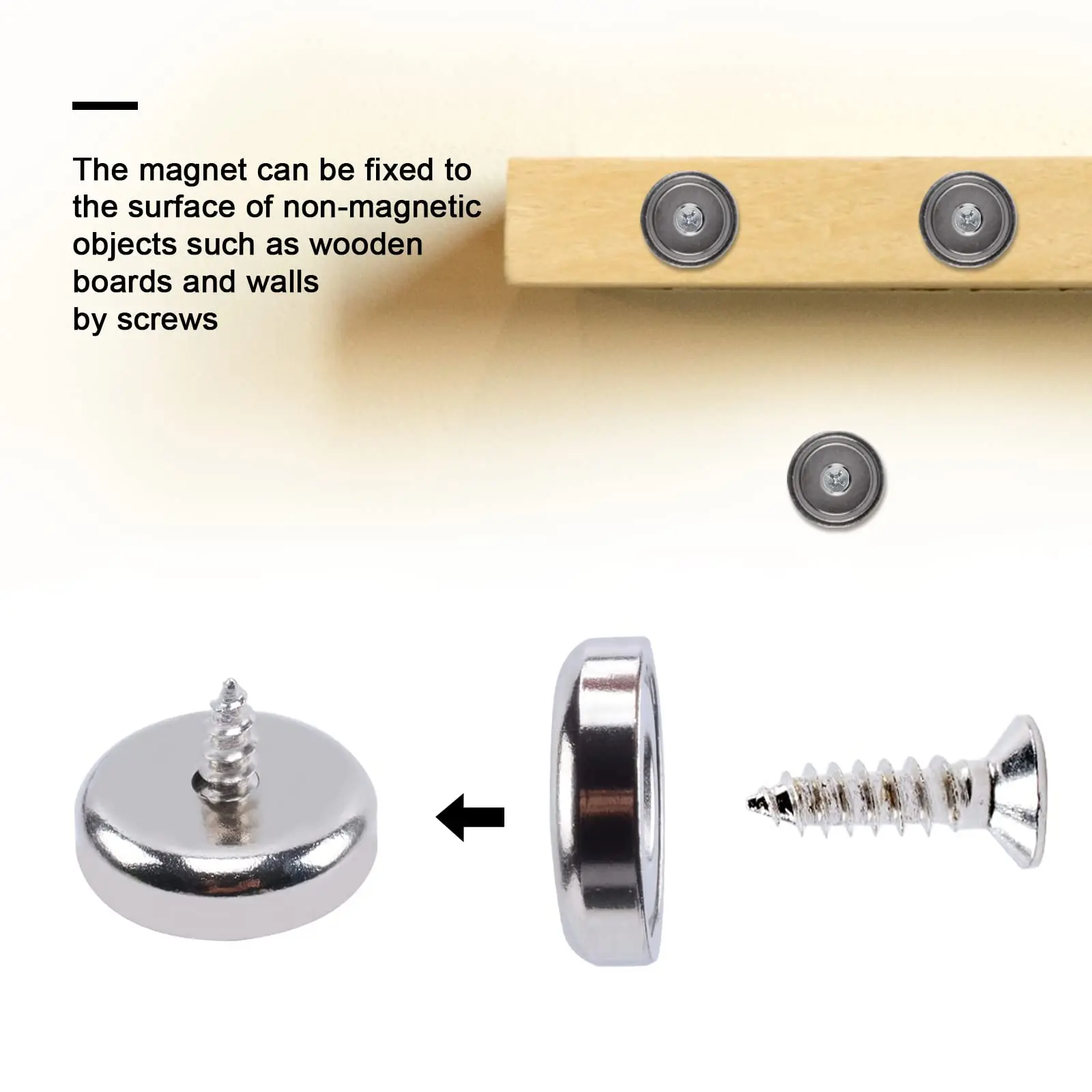 32/25/20 MM Neodymium Cup Magnets, Round Base POT Magnet with Countersunk Hole and Stainless Screws for Kitchen, Craft, Office 3