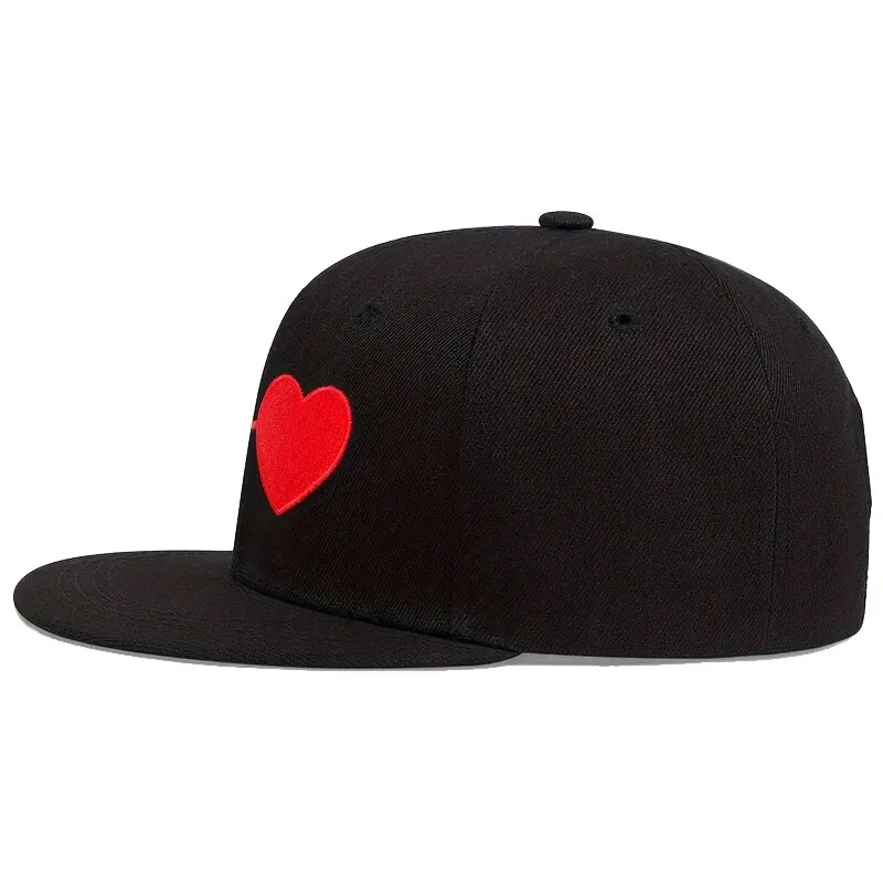 ★送料・関税込★INSTANTFUNK★Heart-needlework baseball cap★ Unisex Heart Electrocardiogram Embroidery Hip-hop Hats