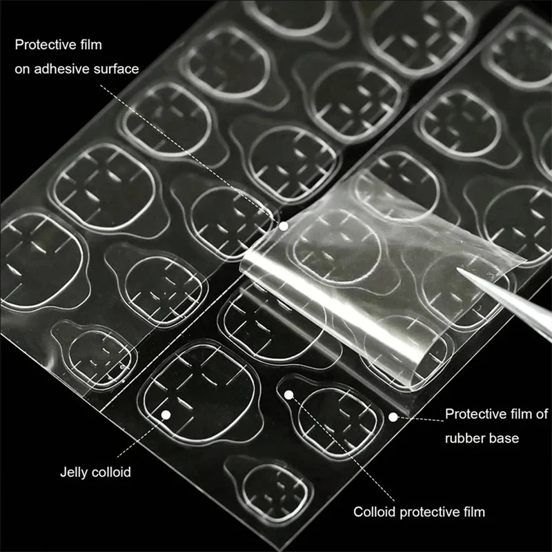 25 Sheet/600PCS Nail Jelly Glue Double Sided False Nail Art Adhesive Tape Glue Sticker Fake Nail Glue Super Viscous ZZ02 2