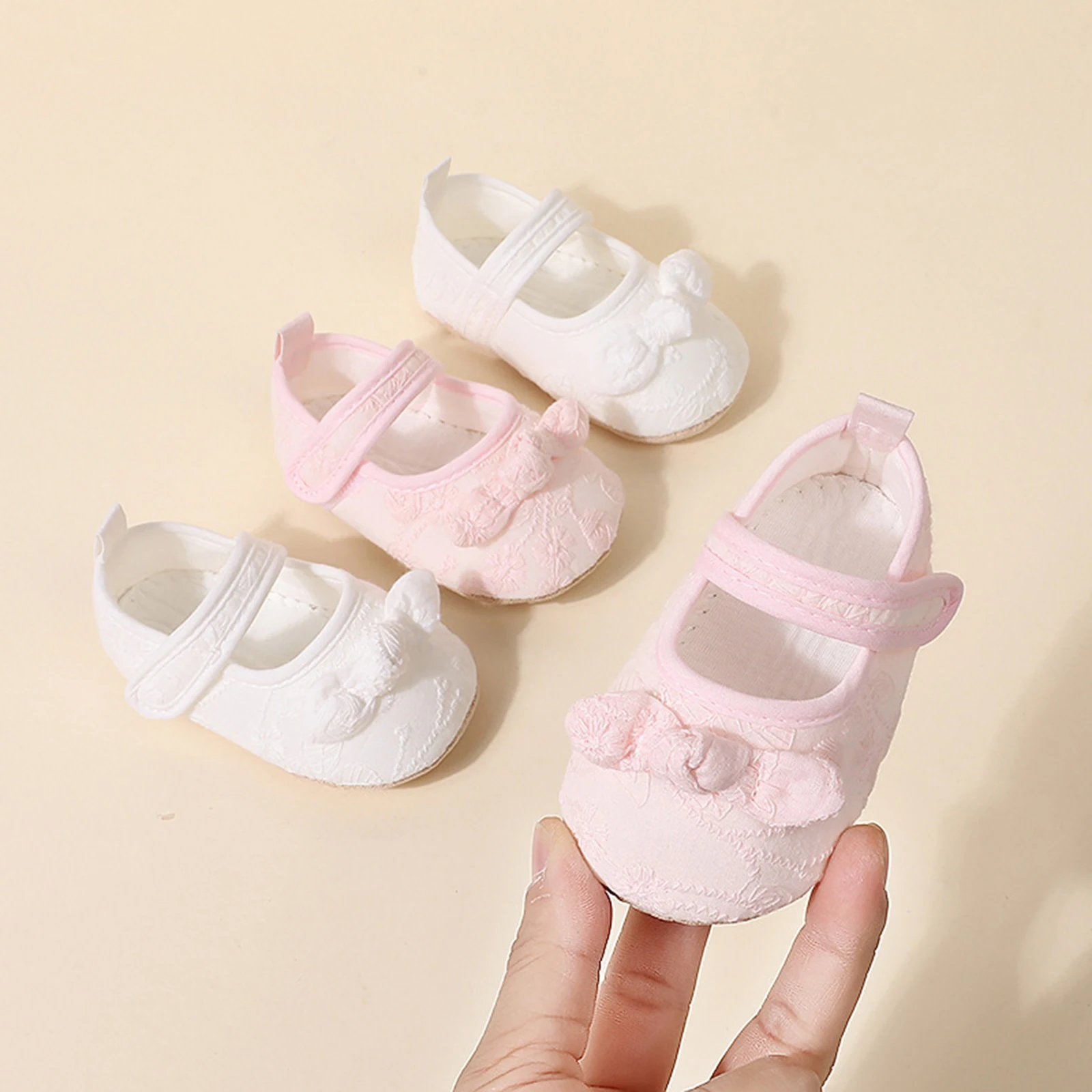 BeQeuewll Infant Baby Girls Shoes Non-Slip Soft Soled Lace Bowknot Flats Toddler First Walker Spring Autumn Princess Shoes 2