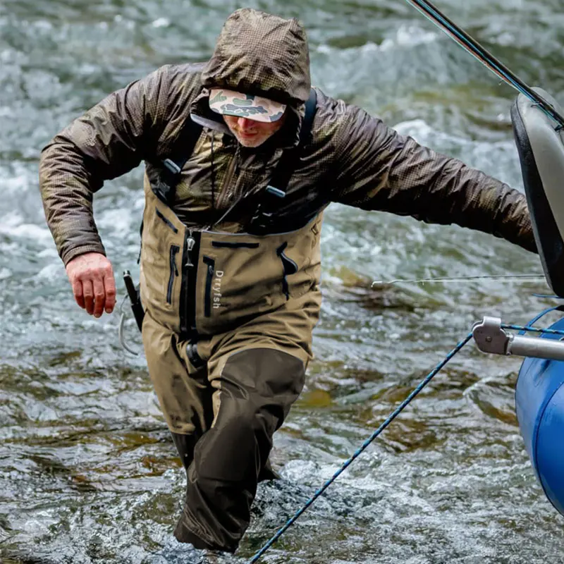 Breathable Convertible Chest Waist Fly Fishing Waders with Zipper