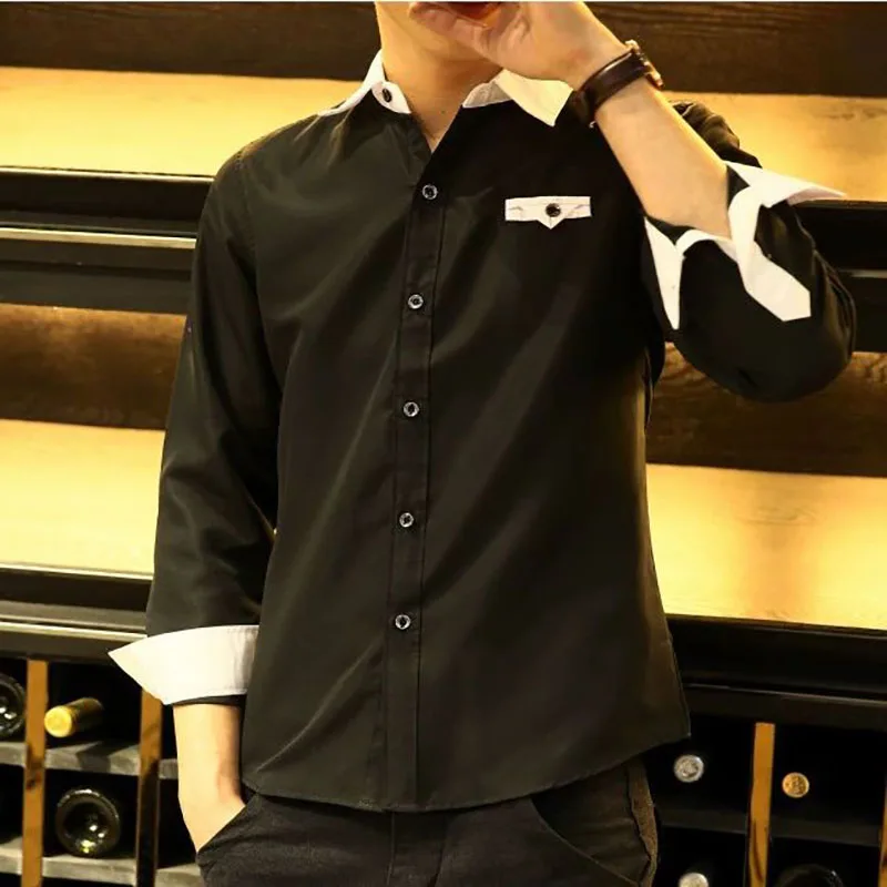 Fashion Lapel Spliced Button All-match Long Sleeve Shirt Men's Clothing 2023 Autumn Winter New Casual Tops Korean Shirts