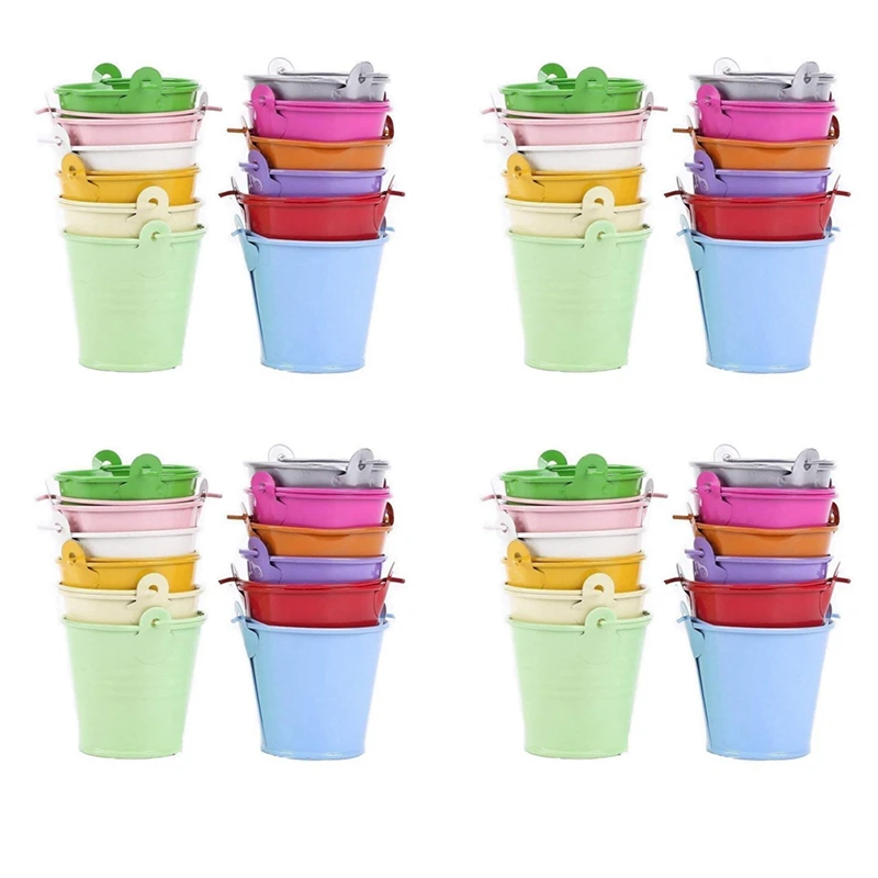 

48Pcs Planter For Flowers Mini Buckets Metal Table Decoration (Random Color)