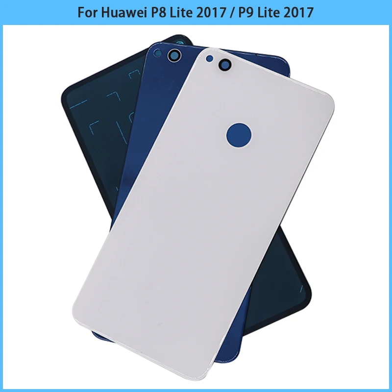 New For P8 Lite 2017 / P9 Lite 2017 Battery Back Cover Rear Door 3D Glass Panel Housing Case Adhesive Replace - AliExpress