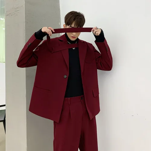 IEFB 니치 남성용 의류, 불규칙 타이 핏 블레이저, 루즈 재킷 및 캐주얼 정장 바지, 2023 가을 신상 세트, 9Y52703 2
