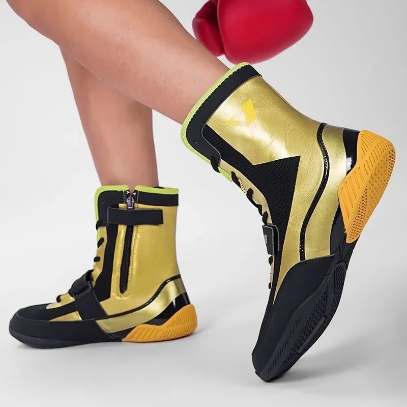 High-Top 21cm Boxing Wrestling Shoes for Men-Non-Slip Durable Martial Arts Footwear, Muay Thai/Kickboxing/Combat Training Gear