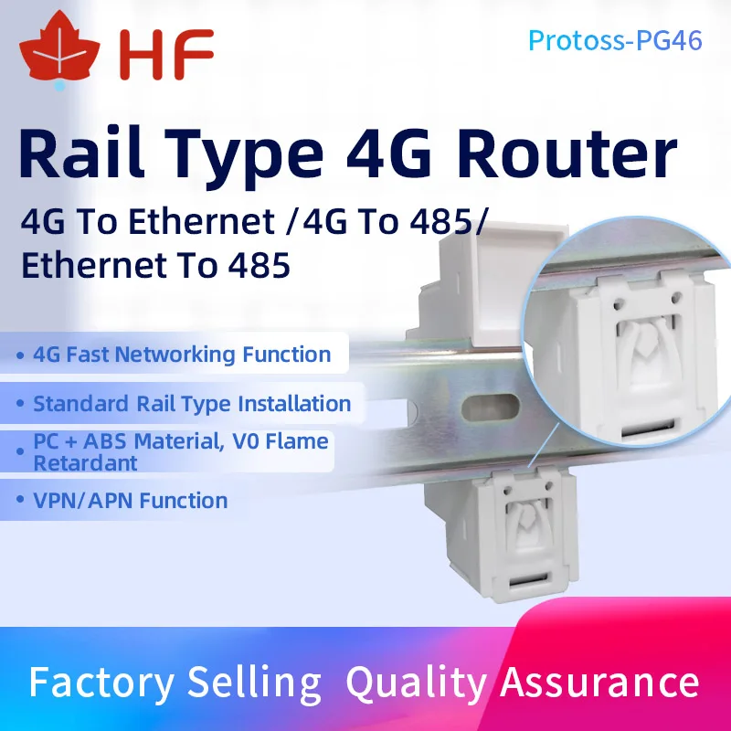 DIN-Rail Serial Port RS485 To 4G LTE-TDD LTE-FDD 3G WCDMA GSM RJ4 Ethernet Converter Server PG46 AC110V~220V DC Support Modbus