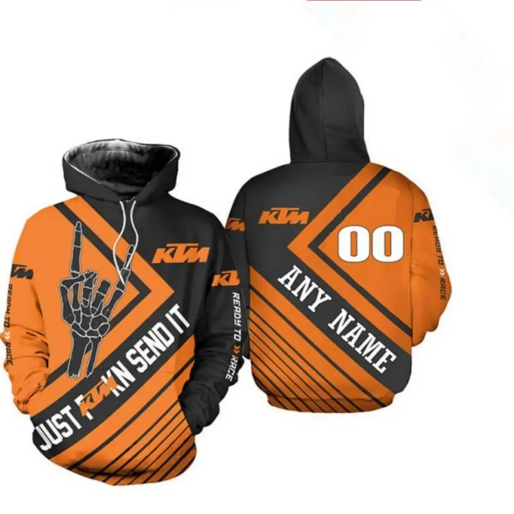 New Distinctive Design Long Sleeved 3D Printed Pattern KTM Drawstring Hoodies Fashion Comfortable Motorcycle Riding Hoodies