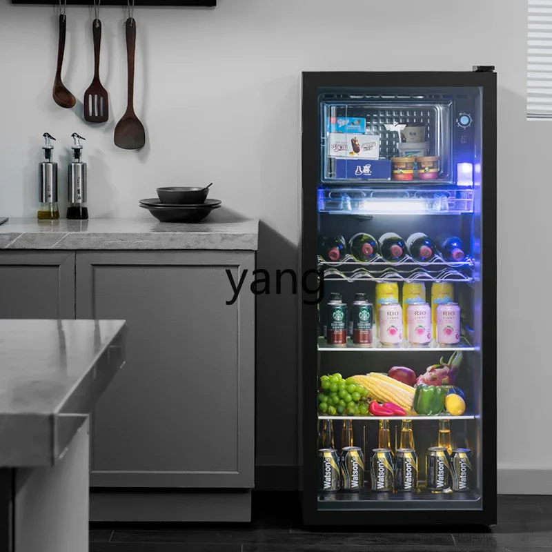 Yjq Home Minitype Refrigerator Office Large Capacity Transparent Refrigerator Tea Wine Drink Fresh Cabinet