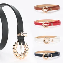 

Summer fashion twist button simple small belt women's dress with long shirt, light body decoration thin belt