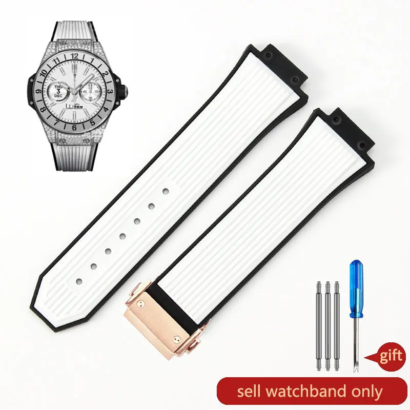 thumbnail image 1 of Correa de reloj con hebilla de acero suave y cómoda para la serie HUBLOT Yubo Big Bang Tattoo, correas de reloj de silicona impermeables de 27 x 17 mm, 1 of 5