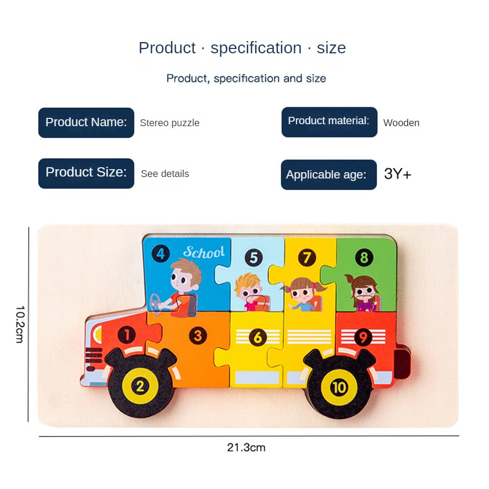Dinosaur Building Blocks Hand-eye Coordination Cognitive Puzzle Mont Toy Durable Wooden Puzzle Fascinating Puzzle Safe Wooden 3