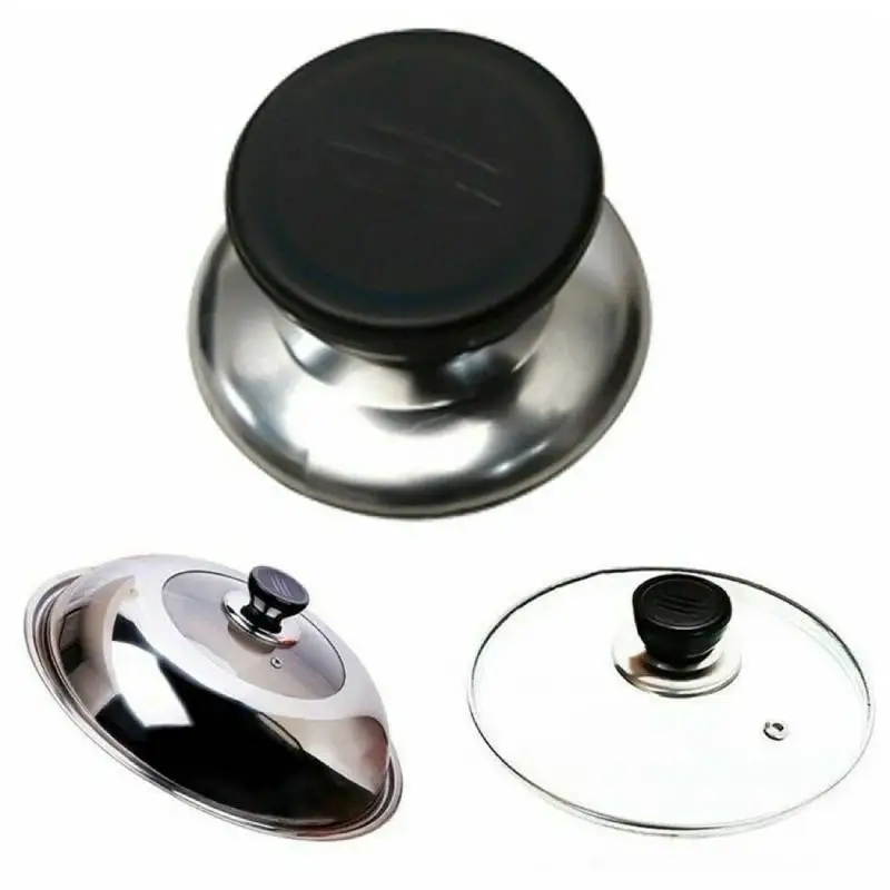 Pot Lid Handles Universal Replacement Glass Lid Knob Handle Pan Lid Cover Knob Cap Pan Pot Grip Stainless Steel Base Kitchen Cookware Handgrip