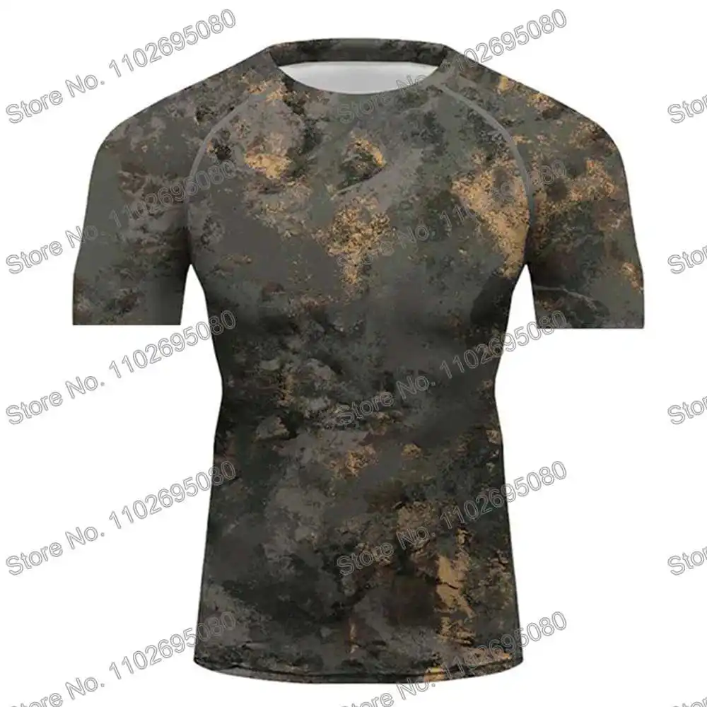Camo Series Surf Clothing BJJ MMA Men Rash Guard Short Sleeve Diving T-Shirt Tight Swimwear Summer Beach Floatsuit Women GYM