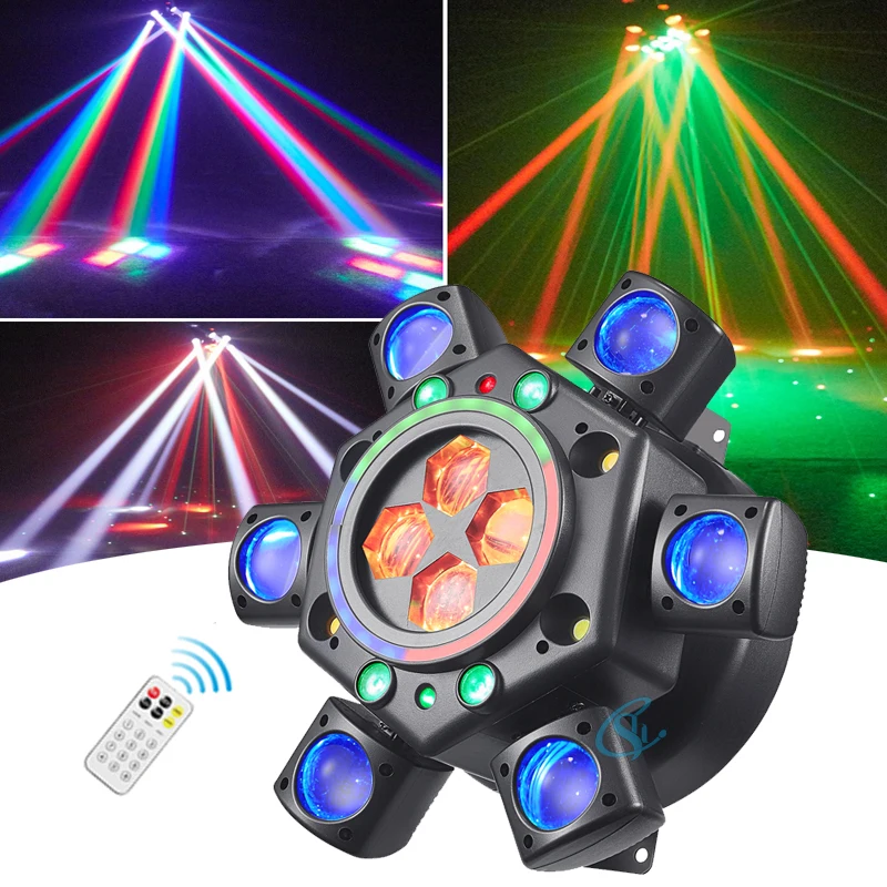 6 Arms Laser Stage Party Light 150 W RGBW LED Moving Head Lights DMX 512 Voice