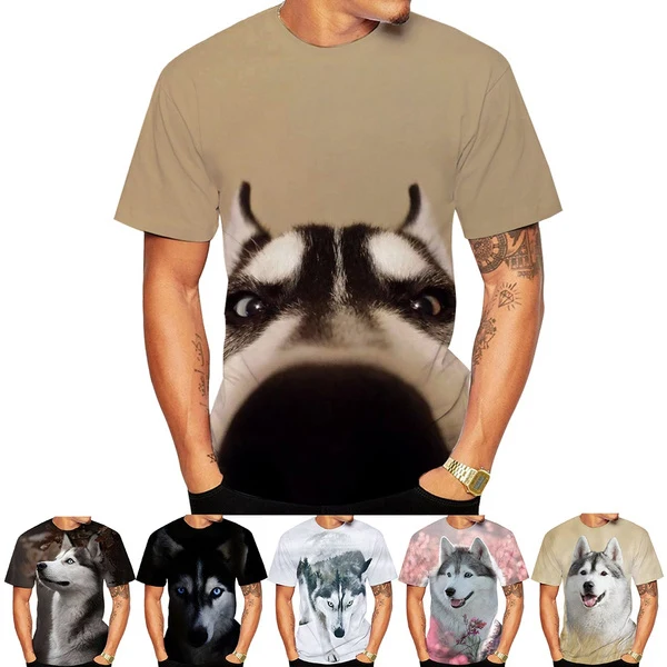 Moda Siberian Husky Stampato T-Shirt 3D Animale Siberiano Husky Divertente Personalità Creativa Estate O-Collo T-Shirt Taglia Xxs-6Xl