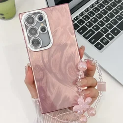 Luxury Laser Gradient Glitter Shockproof Hard Case Cover for SamsungS24FE (Pink veil)