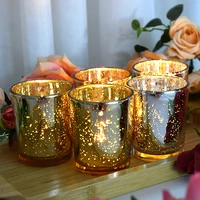 Glass Candle Holders Golden Aromatherapy Candle Candlestick Cup For Home Wedding Birthday Party Dinner Table Decor
