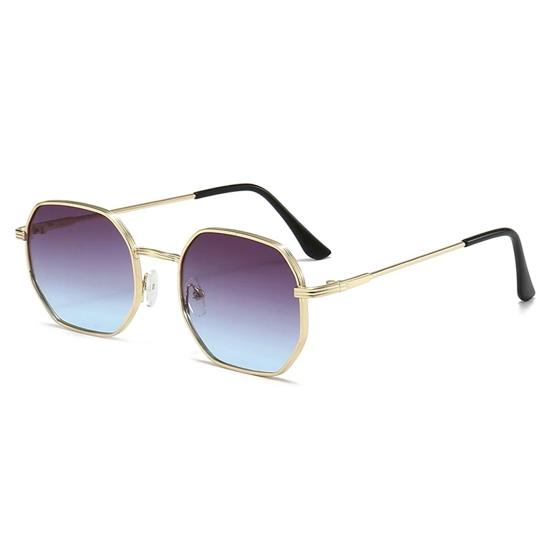 Small square retro sunglasses for women and men, black metal for men and women, trendy classic style sunglasses with gradient shade UV400.