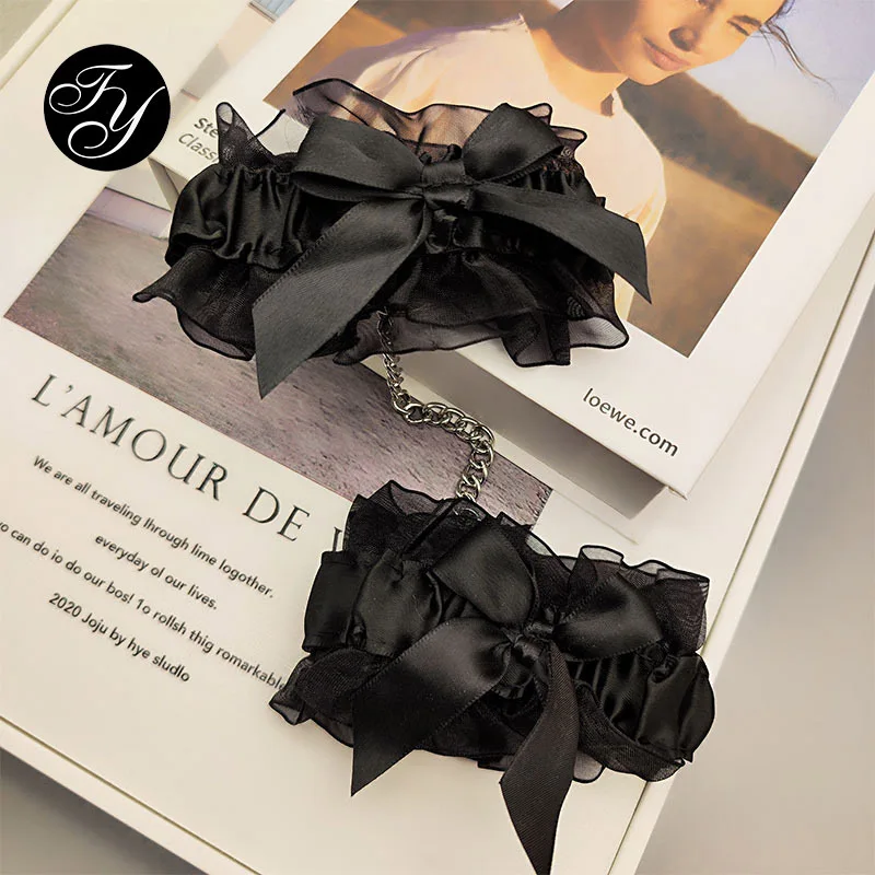 smSexy Underwear Accessories Lace Three-Piece Veil Bow Lace Handcuffs Binding Collar Female Sexy