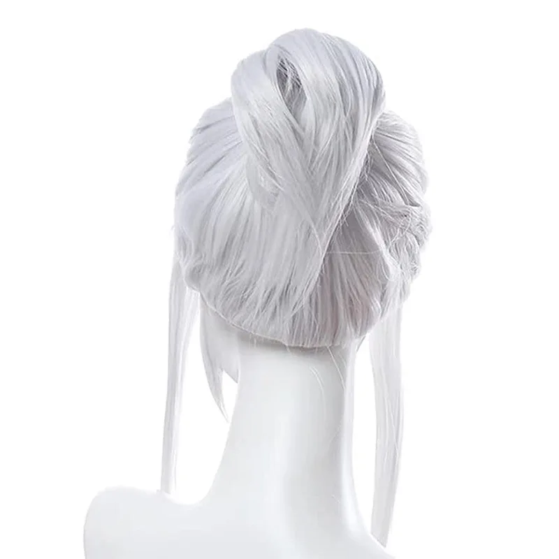 Game Valorant Jett Cosplay Wig Silvery White Cosplay JEET Wigs Halloween Heat Resistant Women Cosplay Wigs