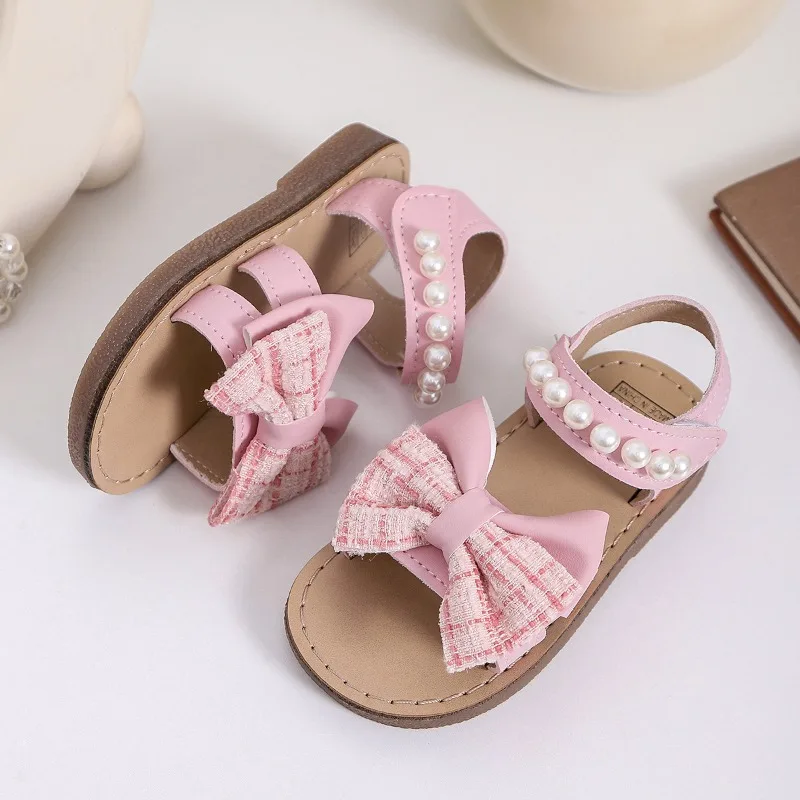 Little Girl Sandal Summer New Sweet Bowknot Children Fashion Princess Causal Sandals School Open-toe Versatile Kids Flat Sandals