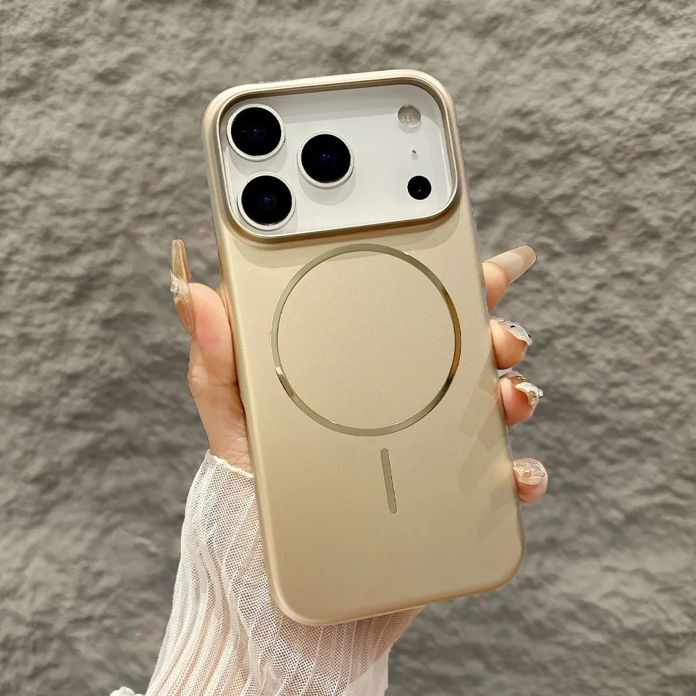 Sleek Metallic Paint Frosted Hard Case with Wireless Charging Capability