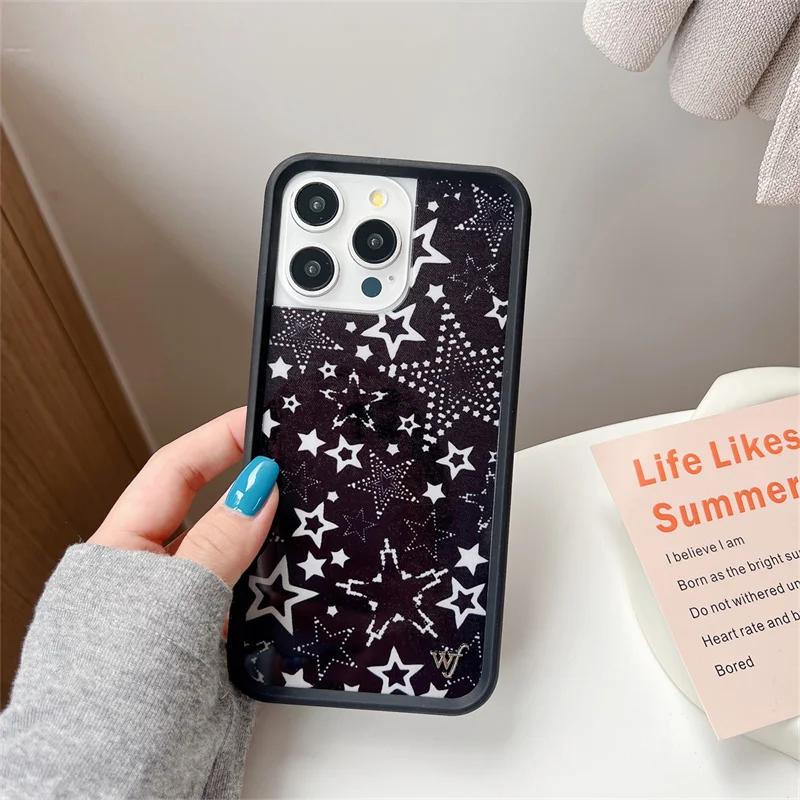 Wildflower Fashion INS Cute Red Stars Soft Edge hone Case For iPhone 12 13 14 15 16 Pro Max Plus 17 Pro WF Cartoon Stars Shell 4