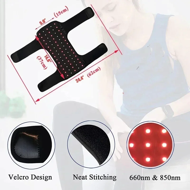 Infrared Light LED Therapy Belt Waist Red Light Heating Massage Belt Pad Lumbar Back Waist Massager for Full Body Pain Relief