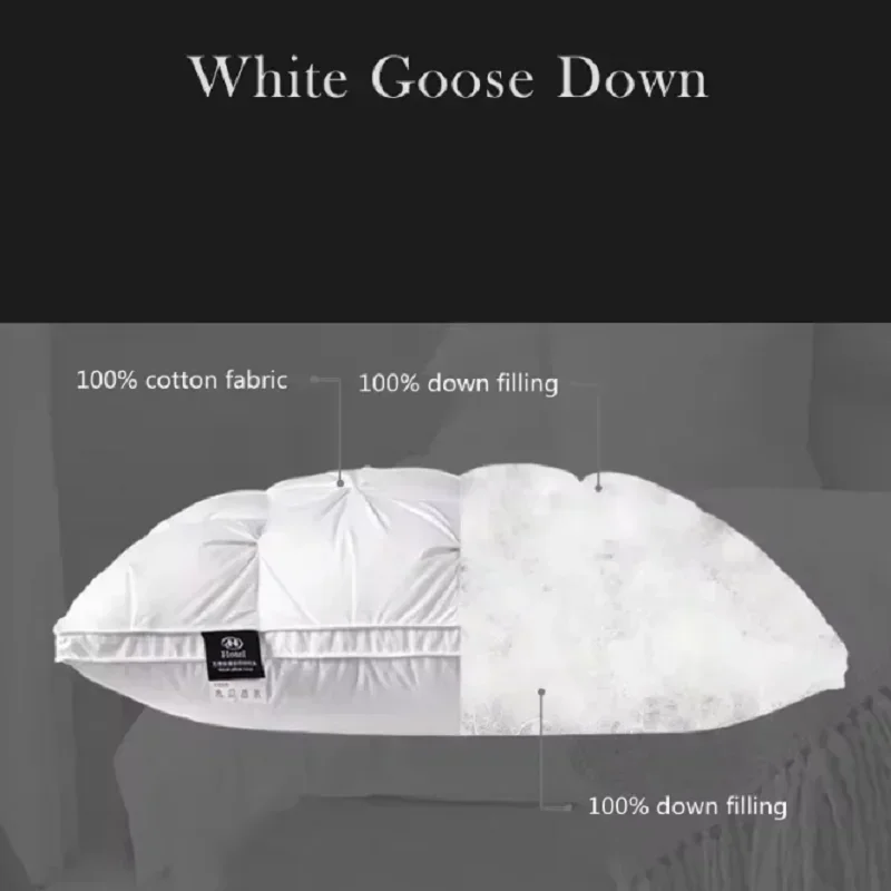 Twisted Flower White 100% Goose Down Pillow Sleep Gift Down-proof Queen King 100% Cotton White Neck Protection Bed Pillows 4