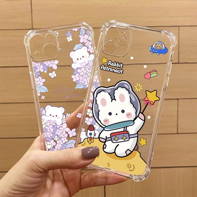 Pixel Series Happy Animal Transparent Phone Case Cover