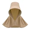 Summer Women Cap Outdoor Uv Anti Neck Protection Sun Visors Hat Fishing Hiking Big Brim Shawl Sunscreen Ponytail Cap Solid Color 5