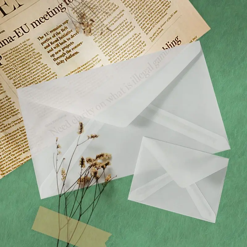50pcs Sulfuric Acid Paper Envelopes Wedding Invitation Western Style Translucent Envelope Business Storage Bag Envelopes